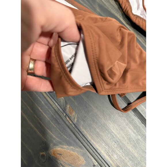 Tempt Me Womens Two-Piece Triangle Bikini Swimsuit Medium Brown Adjustable - Picture 5 of 7